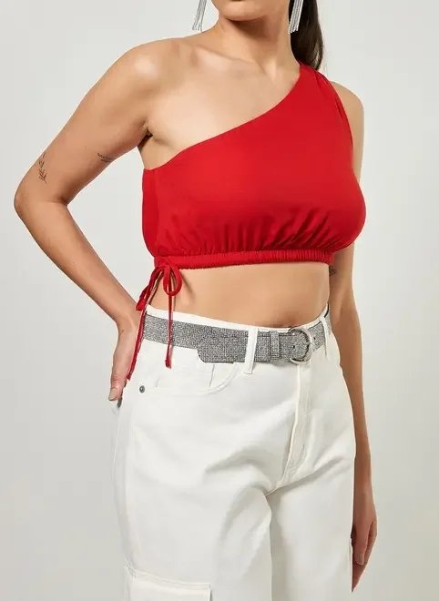 cropped ombro único vermelho cropped ombro único vermelho
