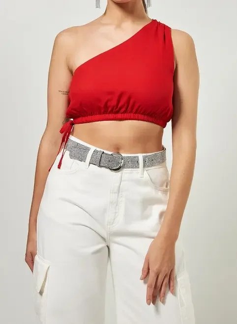 cropped ombro único vermelho cropped ombro único vermelho