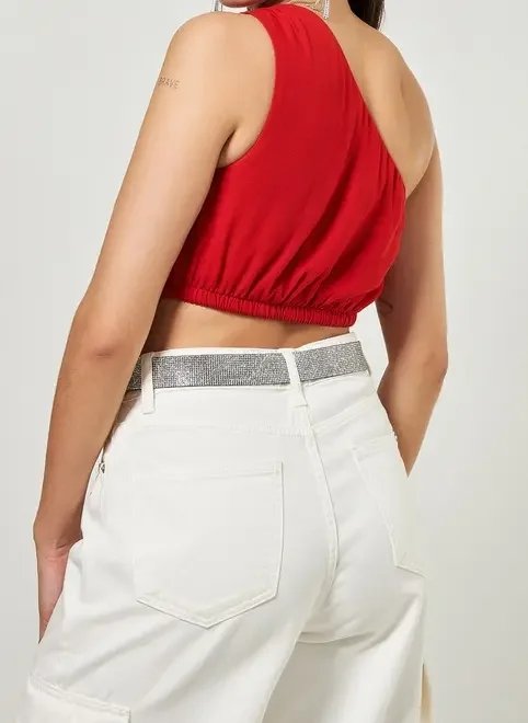 cropped ombro único vermelho cropped ombro único vermelho