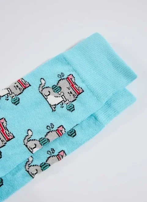 meia azul gatinho fitness meia azul gatinho fitness