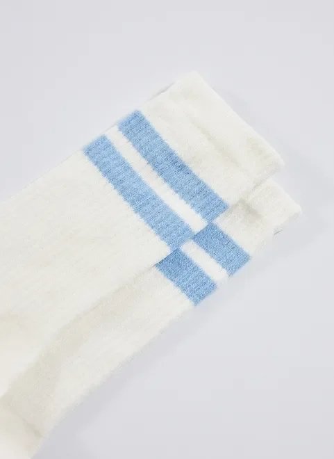 meia off-white com listras azuis meia off-white com listras azuis