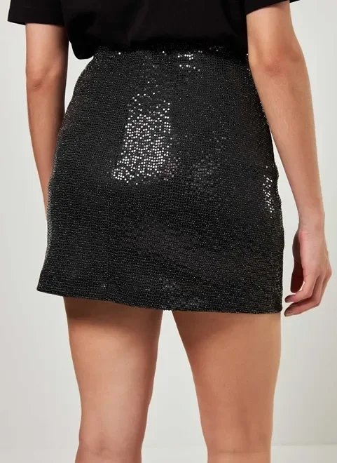 saia de cintura alta preta com brilho saia de cintura alta preta com brilho