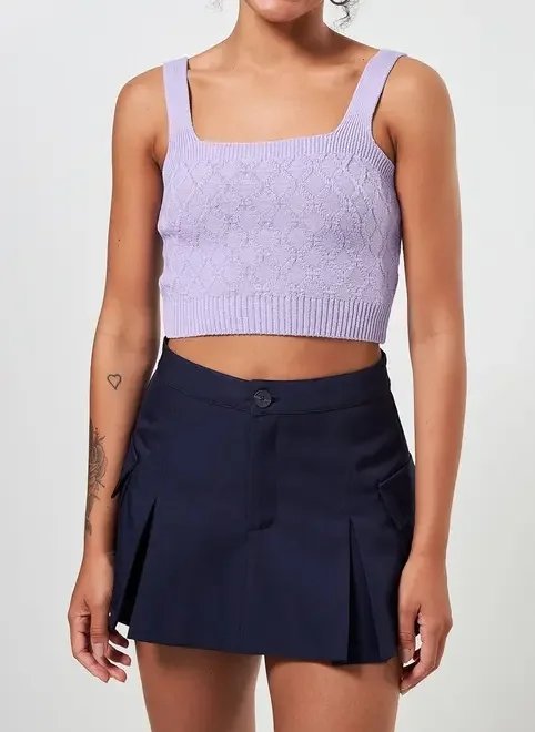 cropped reto em tricô lilás cropped reto em tricô lilás