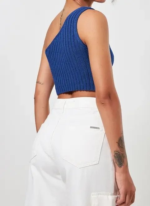 top de tricô alça única top de tricô alça única