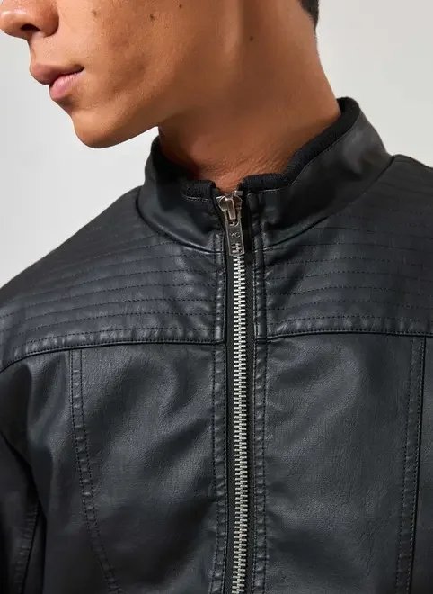 jaqueta biker poliuretano preto jaqueta biker poliuretano preto