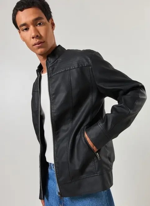 jaqueta biker poliuretano preto jaqueta biker poliuretano preto