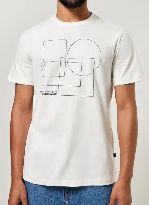 camiseta off-white estampa geométrica camiseta off-white estampa geométrica