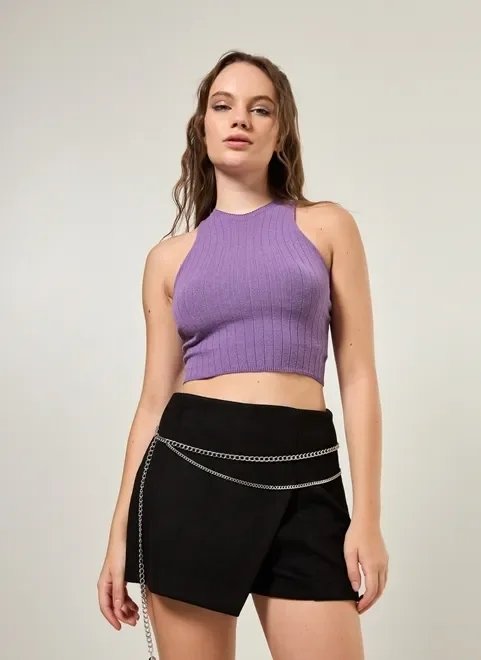 cropped halter em tricô roxo cropped halter em tricô roxo