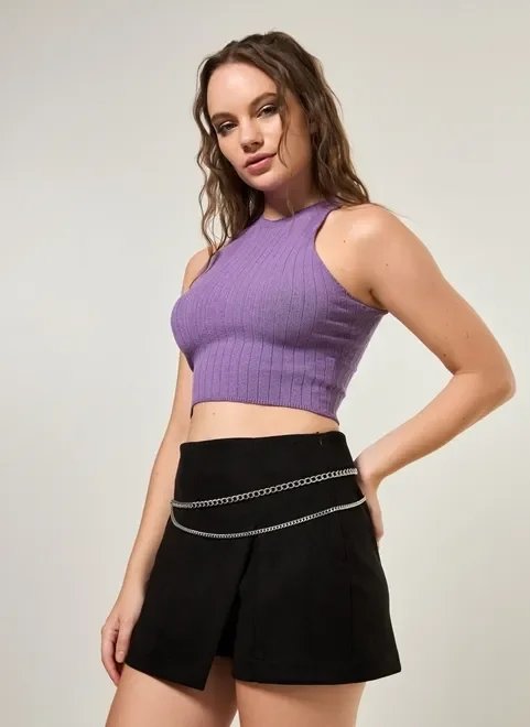 cropped halter em tricô roxo cropped halter em tricô roxo
