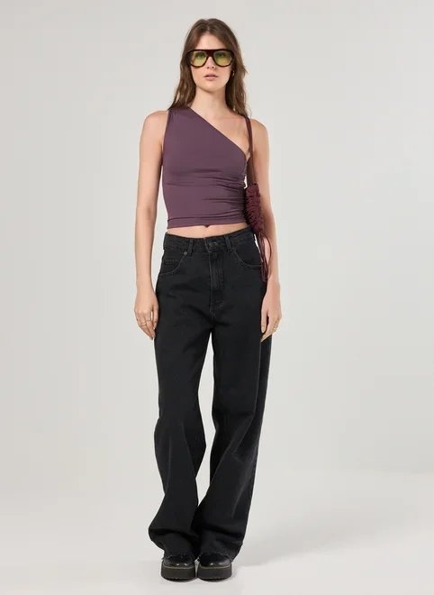 blusa ombro único em poliamida blusa ombro único em poliamida