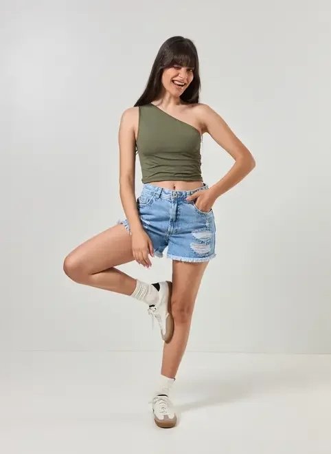 blusa ombro único em poliamida blusa ombro único em poliamida