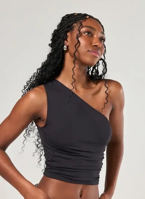 blusa ombro único em poliamida blusa ombro único em poliamida