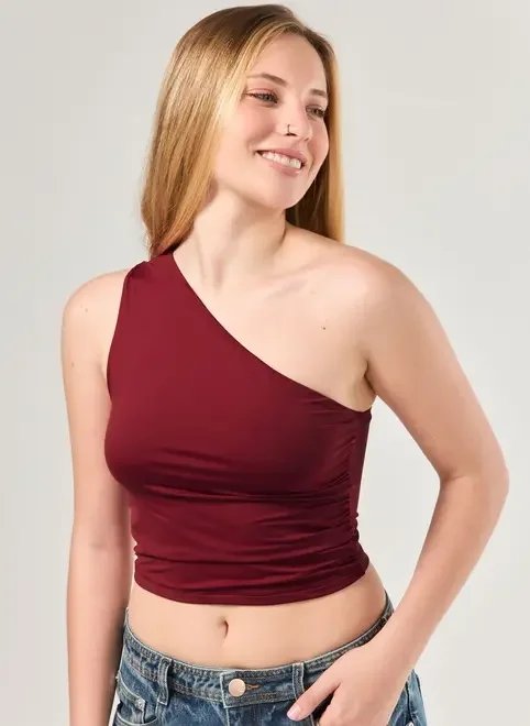 blusa ombro único em poliamida blusa ombro único em poliamida