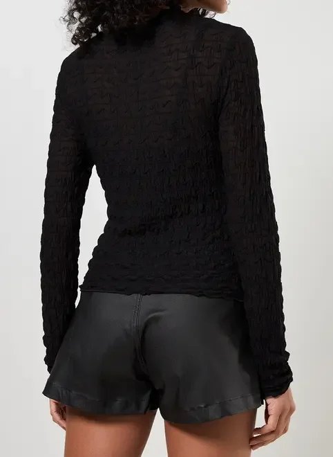 blusa manga longa preta textura blusa manga longa preta textura