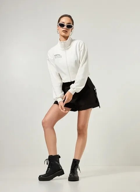 moletom cropped off-white com zíper moletom cropped off-white com zíper