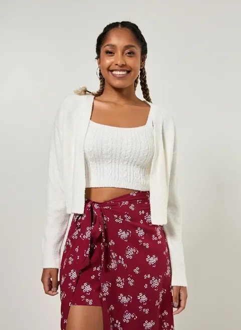 cardigan em tricô branco cardigan em tricô branco