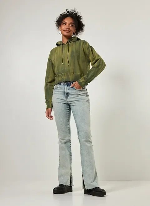 moletom cropped verde com pinceladas moletom cropped verde com pinceladas