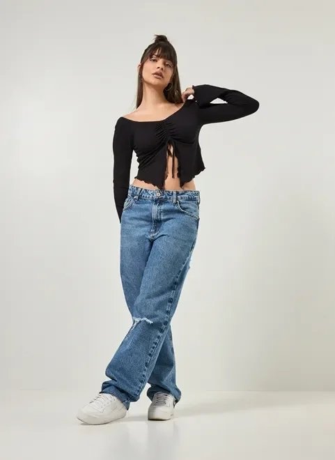 blusa manga longa ombro a ombro franzida blusa manga longa ombro a ombro franzida