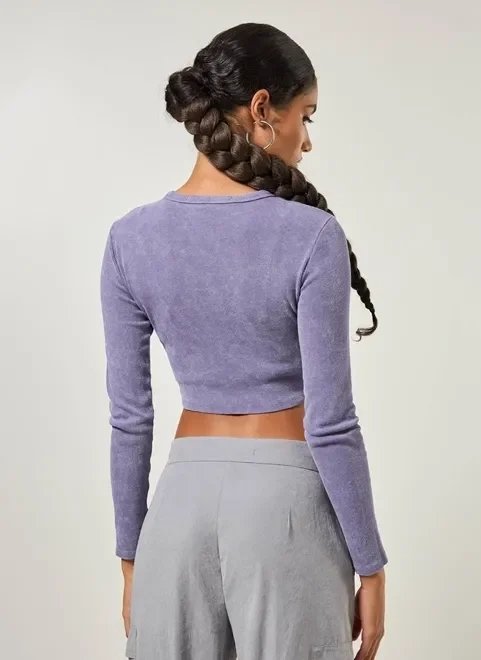 blusa manga longa ponta na barra roxa blusa manga longa ponta na barra roxa