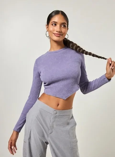 blusa manga longa ponta na barra roxa blusa manga longa ponta na barra roxa