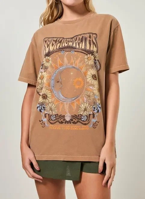 camiseta oversized marrom estonada estampa camiseta oversized marrom estonada estampa