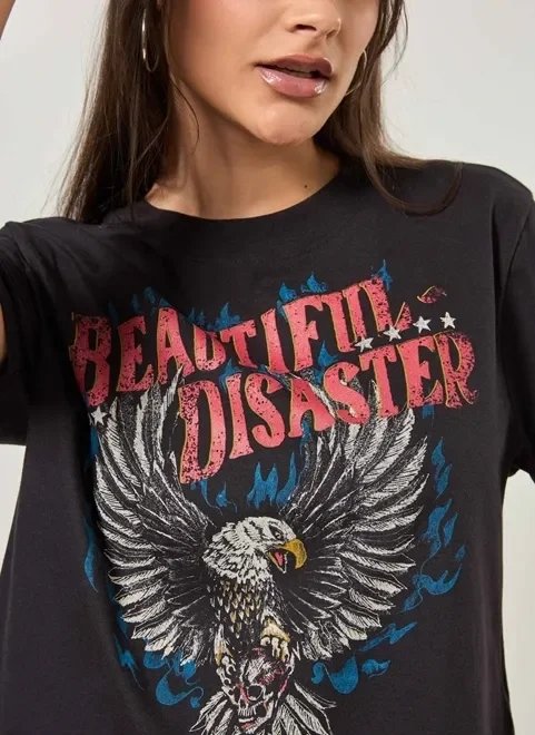 camiseta preta águia beautiful disaster camiseta preta águia beautiful disaster