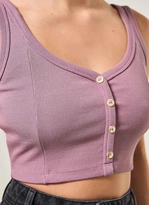 cropped lilás com botões cropped lilás com botões