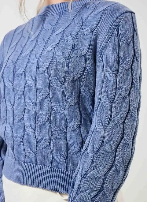 tricô trançado azul estonado tricô trançado azul estonado