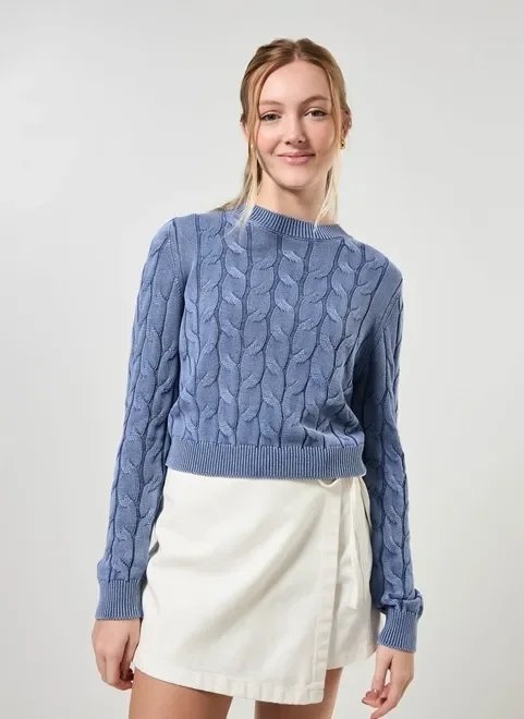 tricô trançado azul estonado tricô trançado azul estonado