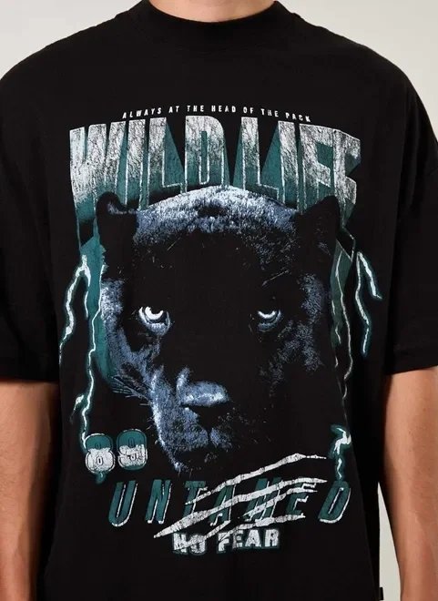 camiseta oversized preta pantera camiseta oversized preta pantera