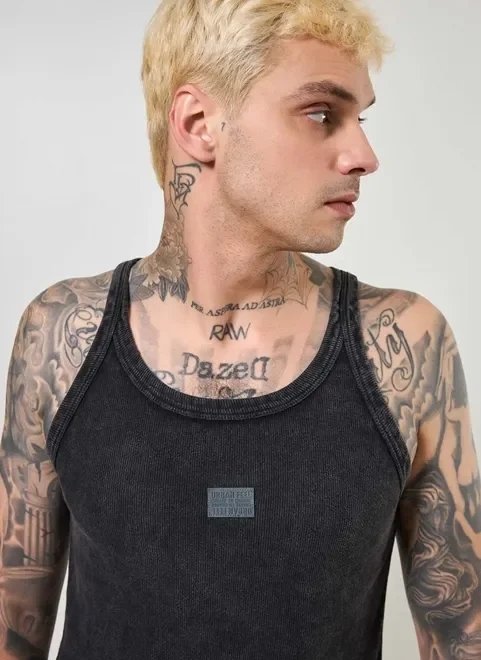 regata em ribana preta marmorizada regata em ribana preta marmorizada