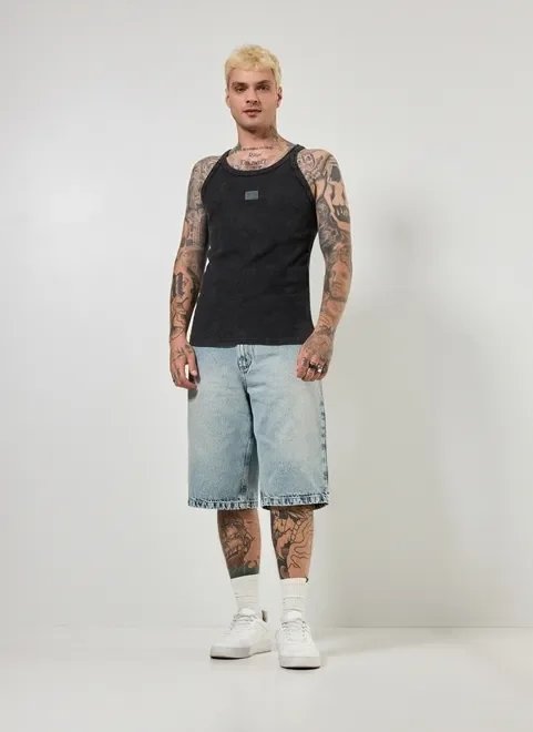 regata em ribana preta marmorizada regata em ribana preta marmorizada