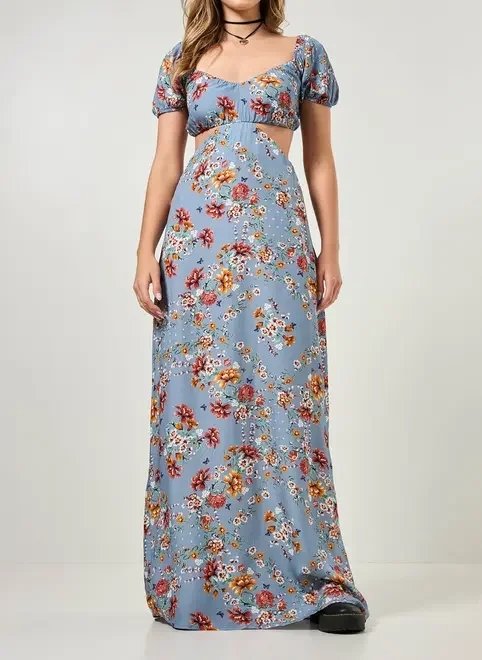 vestido longo azul floral vestido longo azul floral