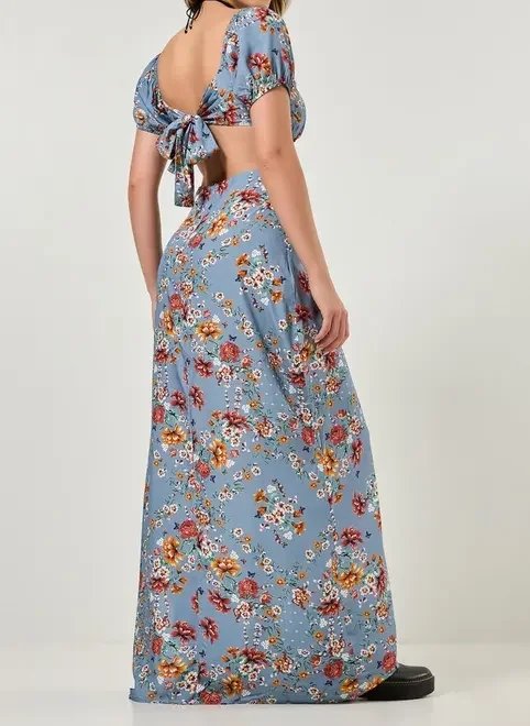 vestido longo azul floral vestido longo azul floral