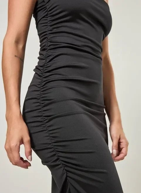 vestido midi franzido sem alças vestido midi franzido sem alças
