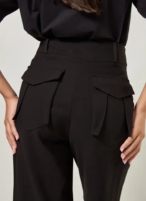 calça de alfaiataria wide leg preta calça de alfaiataria wide leg preta