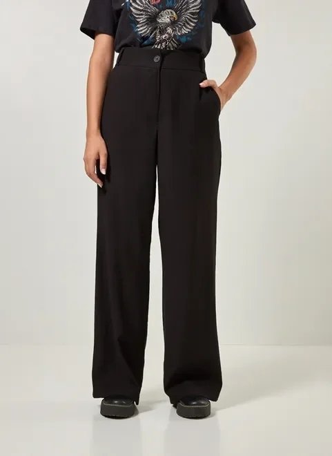 calça de alfaiataria wide leg preta calça de alfaiataria wide leg preta