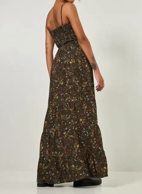 vestido longo verde escuro estampa mística vestido longo verde escuro estampa mística