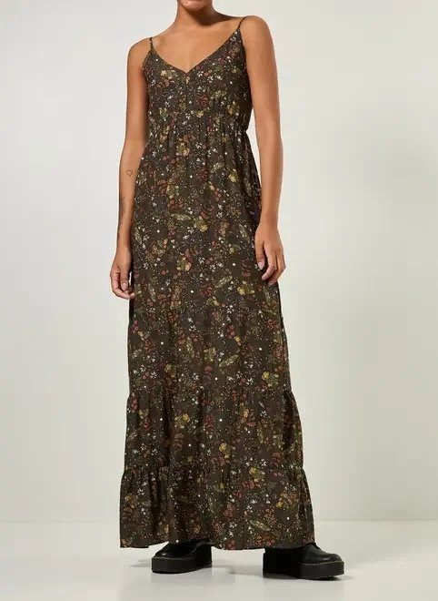 vestido longo verde escuro estampa mística vestido longo verde escuro estampa mística