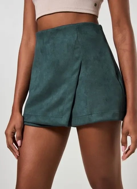 short saia assimétrico em suede short saia assimétrico em suede