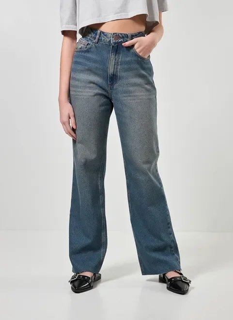calça wide leg jeans de cintura alta calça wide leg jeans de cintura alta
