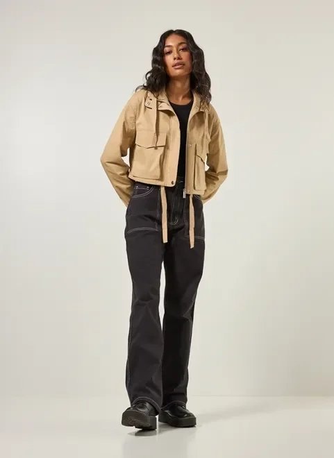 jaqueta parka em sarja caqui jaqueta parka em sarja caqui