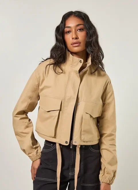 jaqueta parka em sarja caqui jaqueta parka em sarja caqui