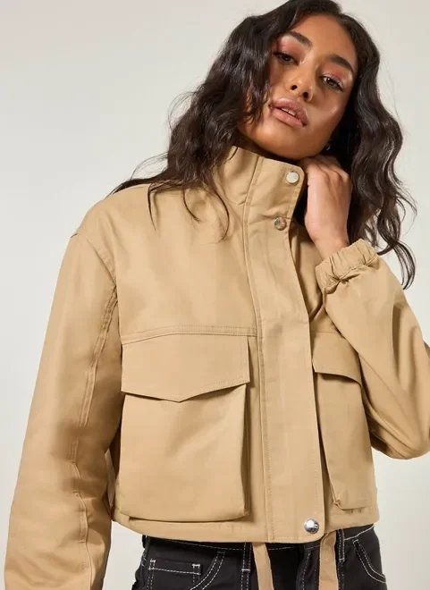 jaqueta parka em sarja caqui jaqueta parka em sarja caqui