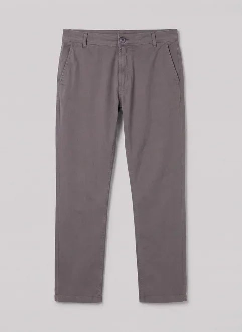 calça chino slim em sarja cinza escuro calça chino slim em sarja cinza escuro