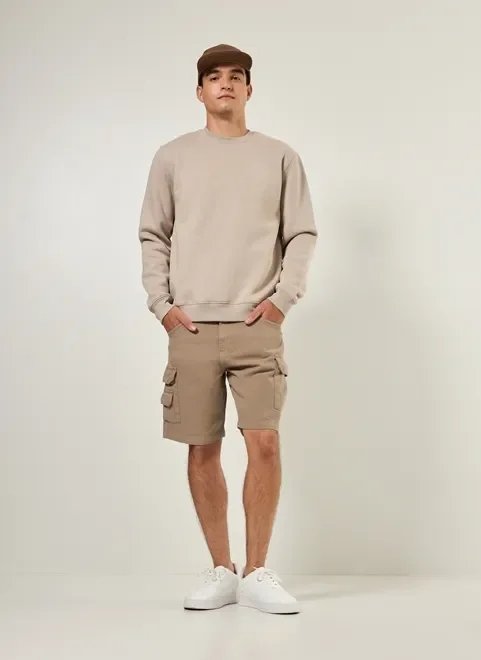 bermuda cargo em sarja marrom claro bermuda cargo em sarja marrom claro