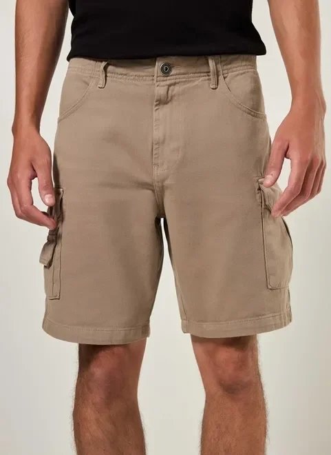 bermuda cargo em sarja marrom claro bermuda cargo em sarja marrom claro
