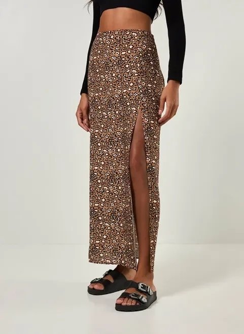 saia midi oncinha com fenda saia midi oncinha com fenda