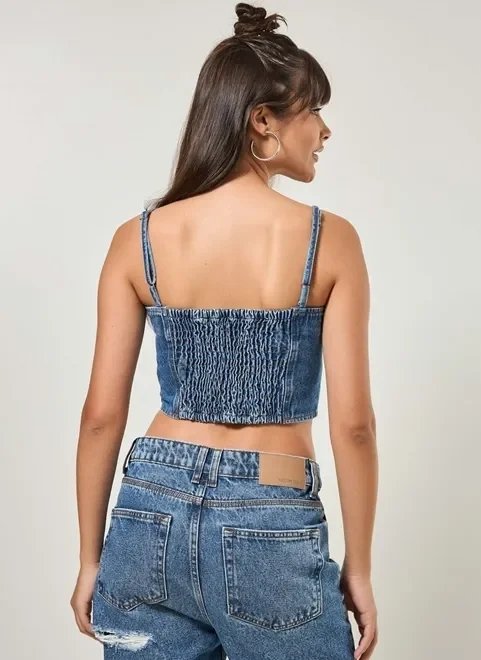 corselet jeans com alcinhas corselet jeans com alcinhas