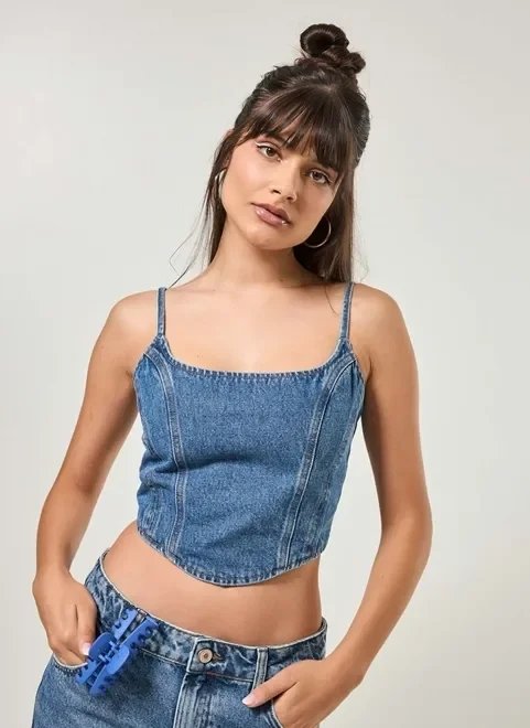 corselet jeans com alcinhas corselet jeans com alcinhas